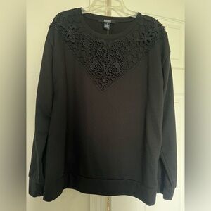 Medium Black Top with knitted front!